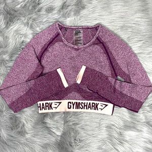 Gymshark Flex Long Sleeve Crop Top in Burgundy Marl. In size Small.